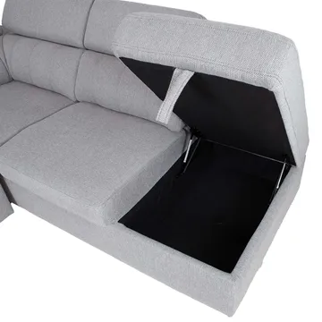 Selmar 4-sits Höger L-formad Hörnbäddsoffa med Förvaring i Tyg - Grå - Möbler - Soffa - Bäddsoffa - Bäddsoffa längsbäddad
