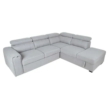 Selmar 4-sits Höger L-formad Hörnbäddsoffa med Förvaring i Tyg - Grå - Möbler - Soffa - Bäddsoffa - Bäddsoffa längsbäddad