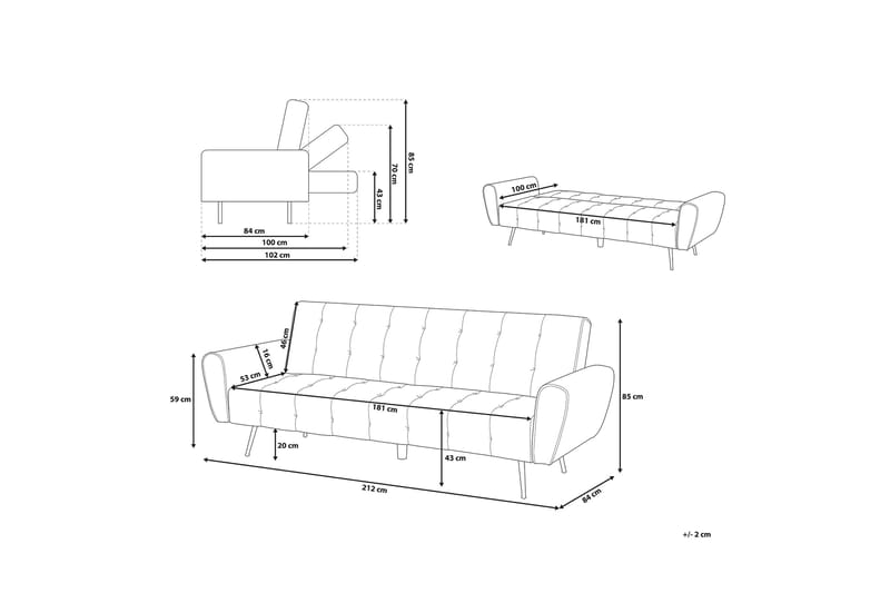 Selnes Bädsoffa 212 cm - Grön - Möbler - Soffa - Bäddsoffa - Bäddsoffa längsbäddad