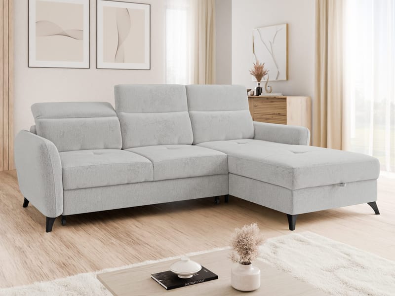 Sies 3-sits Bäddsoffa divan höger med förvaring - grå - Möbler - Soffa - Bäddsoffa - Hörnbäddsoffa