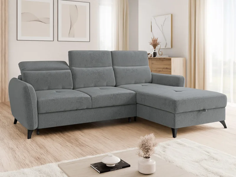 Sies 3-sits Bäddsoffa divan höger med förvaring - grå - Möbler - Soffa - Bäddsoffa - Hörnbäddsoffa
