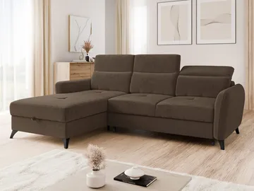 Sies 3-sits Bäddsoffa divan vänster med förvaring - brun - Möbler - Soffa - Bäddsoffa - Hörnbäddsoffa