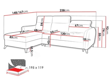 Sies 3-sits Bäddsoffa divan vänster med förvaring - grå - Möbler - Soffa - Bäddsoffa - Hörnbäddsoffa