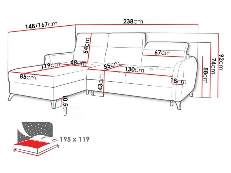 Sies 3-sits Bäddsoffa divan vänster med förvaring - grå - Möbler - Soffa - Bäddsoffa - Hörnbäddsoffa