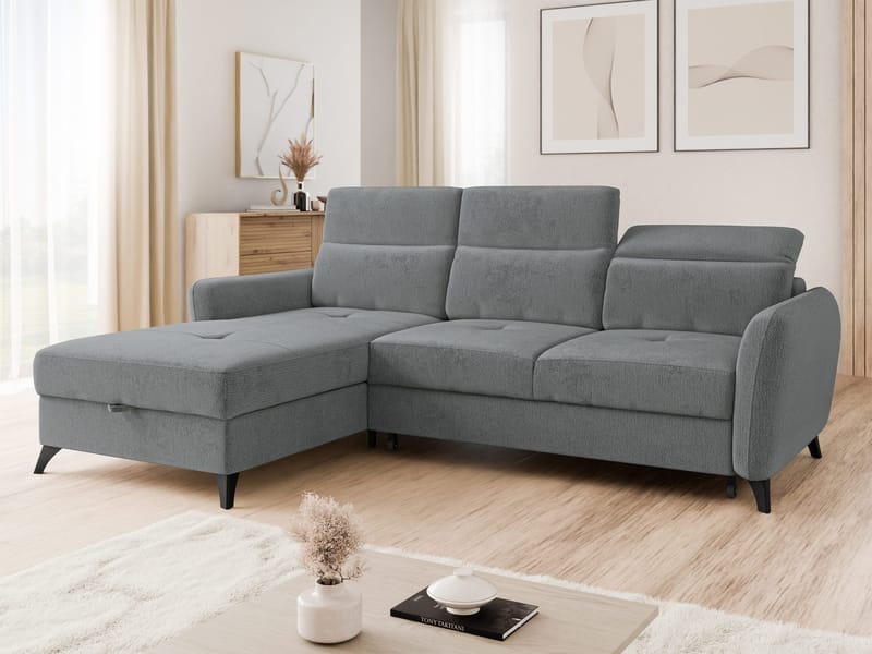 Sies 3-sits Bäddsoffa divan vänster med förvaring - grå - Möbler - Soffa - Bäddsoffa - Hörnbäddsoffa