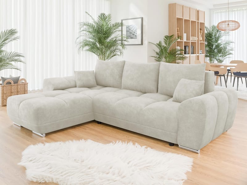 Simerly 4-sits Bäddsoffa divan vänster med förvaring - Beige - Möbler - Soffa - Bäddsoffa - Hörnbäddsoffa