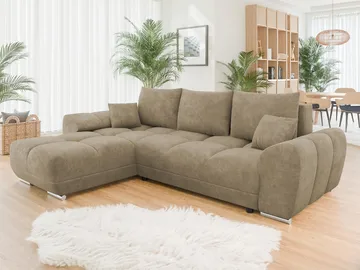 Simerly 4-sits Bäddsoffa divan vänster med förvaring - Beige - Möbler - Soffa - Bäddsoffa - Hörnbäddsoffa