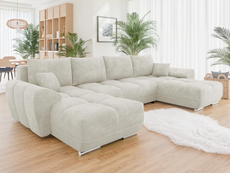 Simerly U-formad 5-sits Bäddsoffa med förvaring - beige - Möbler - Soffa - Bäddsoffa - Hörnbäddsoffa