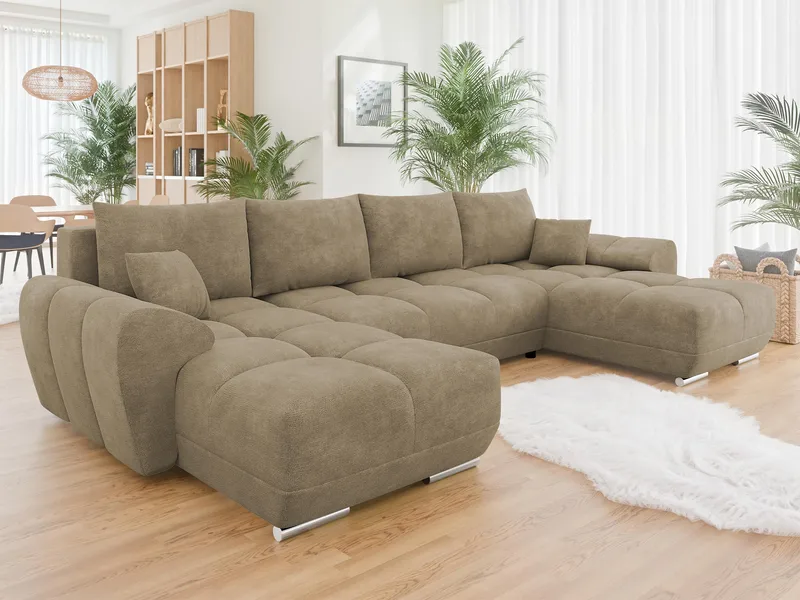 Simerly U-formad 5-sits Bäddsoffa med förvaring - beige - Möbler - Soffa - Bäddsoffa - Hörnbäddsoffa