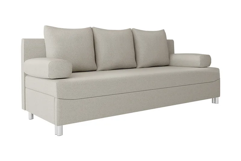 Skatteg 3-sits Längsbäddad Bäddsoffa 133x192 cm med Förvaring i Tyg, Beige