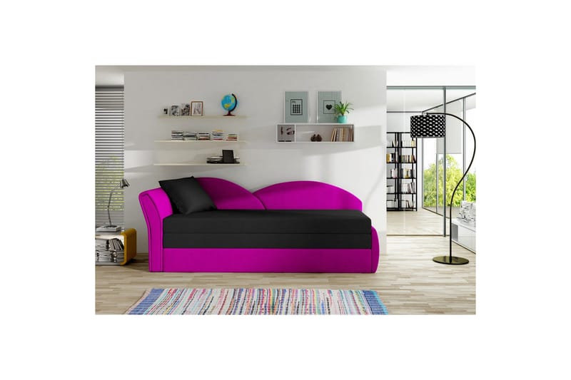 Soffa Eltap Aga 218x80x77 cm - Alova 04, Alova 76, Svart, Rosa, Vänster - Möbler - Soffa - Bäddsoffa - 3 sits bäddsoffa