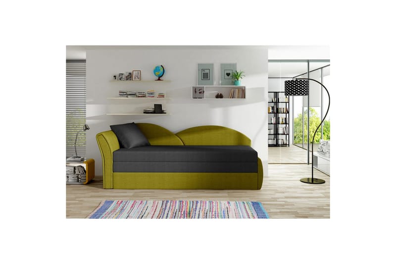 Soffa Eltap Aga 218x80x77 cm - Malmo 96, Malmo 41, Svart, Gul, Vänster - Möbler - Soffa - Bäddsoffa - 3 sits bäddsoffa
