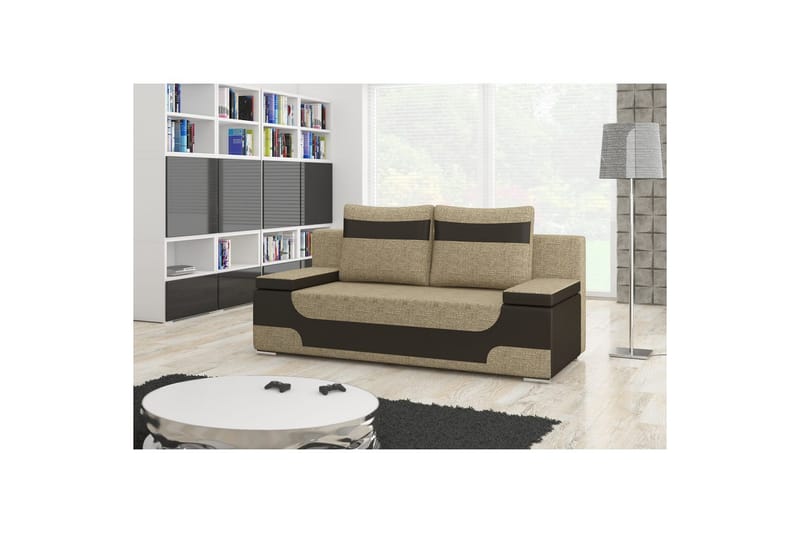 Soffa Eltap Area 200x90x92 cm - Berlin 03, Mjuk 66, Beige, Mörkbrun - Möbler - Soffa - Bäddsoffa - 3 sits bäddsoffa