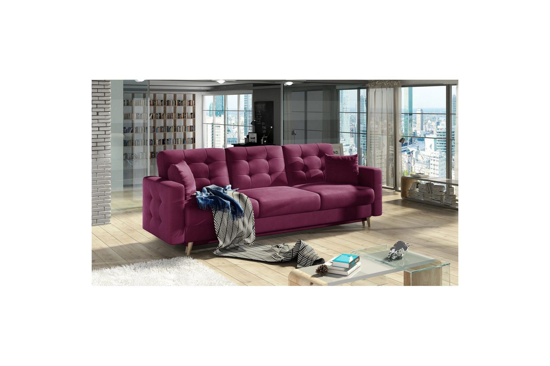 Soffa Eltap Asgard 233x93x92 cm Mat Velvet 68, Röd - Möbler | Chilli