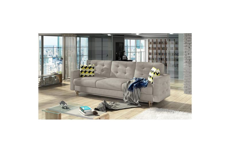Soffa Eltap Asgard 233x93x92 cm - Paros 02, Zigzag 53, Beige, Mönster - Möbler - Soffa - Bäddsoffa - 3 sits bäddsoffa