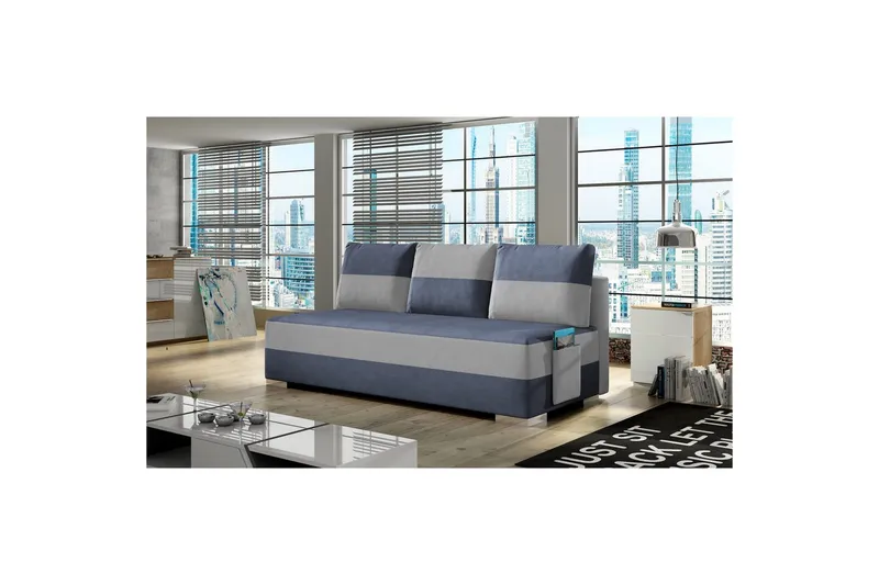 Soffa Eltap Atila 200x83x92 cm - Soro 76, Soro 83, Blå, Vit - Möbler - Soffa - Bäddsoffa - 3 sits bäddsoffa