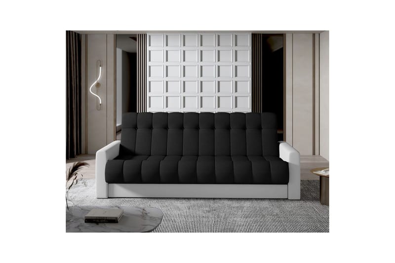 Soffa Eltap Garett 212x85x90 cm - Sawana 14, Soft 17, Svart, Vit - Möbler - Soffa - Bäddsoffa - 3 sits bäddsoffa