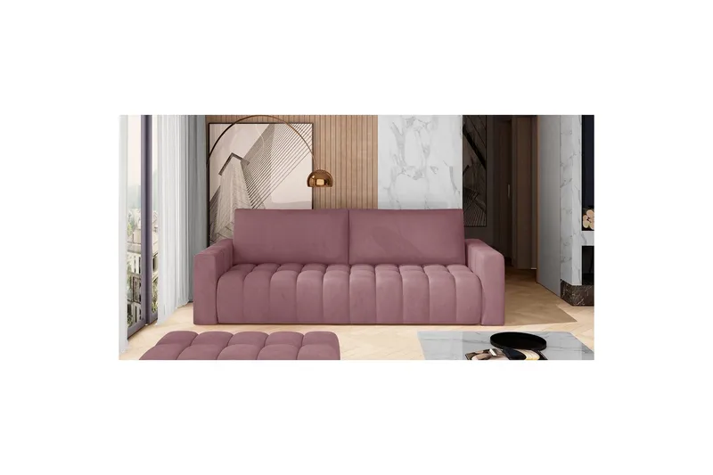 Soffa Eltap Lazaro 247x97x92 cm, Mat Velvet 63, Rosa