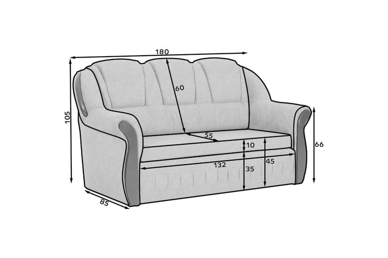 Soffa Eltap Lord 180x85x105 cm - Dora 22, Brun - Möbler - Soffa - Bäddsoffa - 2 sits bäddsoffa