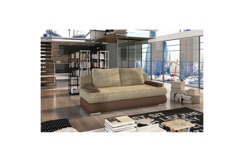 Soffa Eltap Milo 213x95x90 cm - Berlin 03, Soft 15, Beige, Brun - Möbler - Soffa - Bäddsoffa - 3 sits bäddsoffa