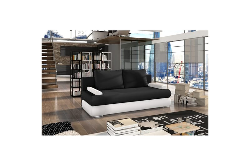 Soffa Eltap Milo 213x95x90 cm - Soft 11, Soft 17, Svart, Vit - Möbler - Soffa - Bäddsoffa - 3 sits bäddsoffa