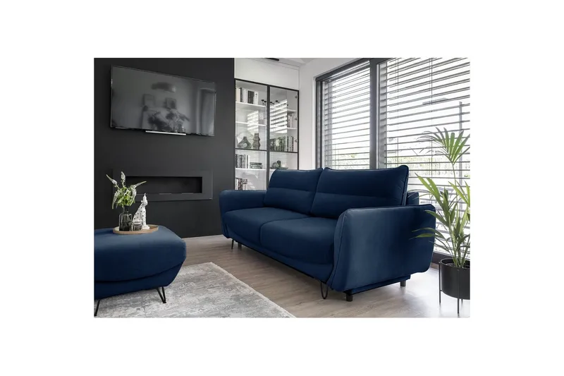 Soffa Eltap Silva 236x95x90 cm, Velvetmat 40, Mörkblå