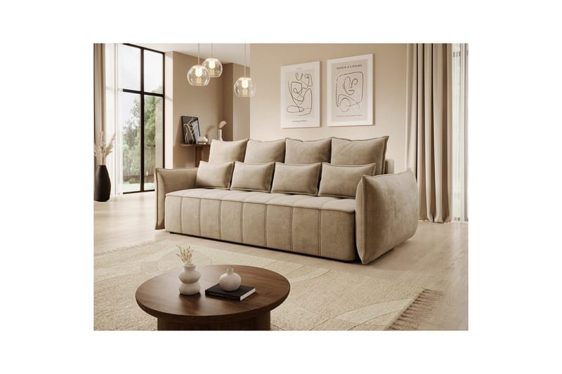 Soffa Eltap Weltton 242x106x94 cm - Nube 20, Beige - Möbler - Soffa - Bäddsoffa - 3 sits bäddsoffa
