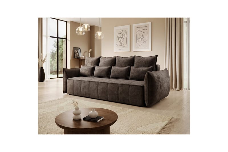 Soffa Eltap Weltton 242x106x94 cm - Nube 22, Brun - Möbler - Soffa - Bäddsoffa - 3 sits bäddsoffa