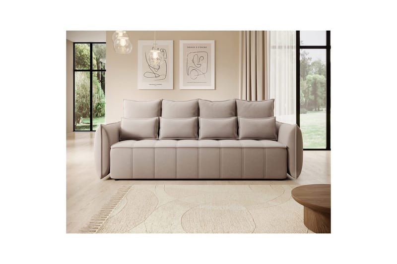 Soffa Eltap Weltton 242x106x94 cm - Sola 18, Beige - Möbler - Soffa - Bäddsoffa - 3 sits bäddsoffa