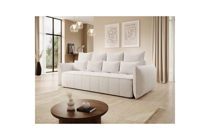 Soffa Eltap Weltton 242x106x94 cm - Paolli 01, Vit - Möbler - Soffa - Bäddsoffa - 3 sits bäddsoffa