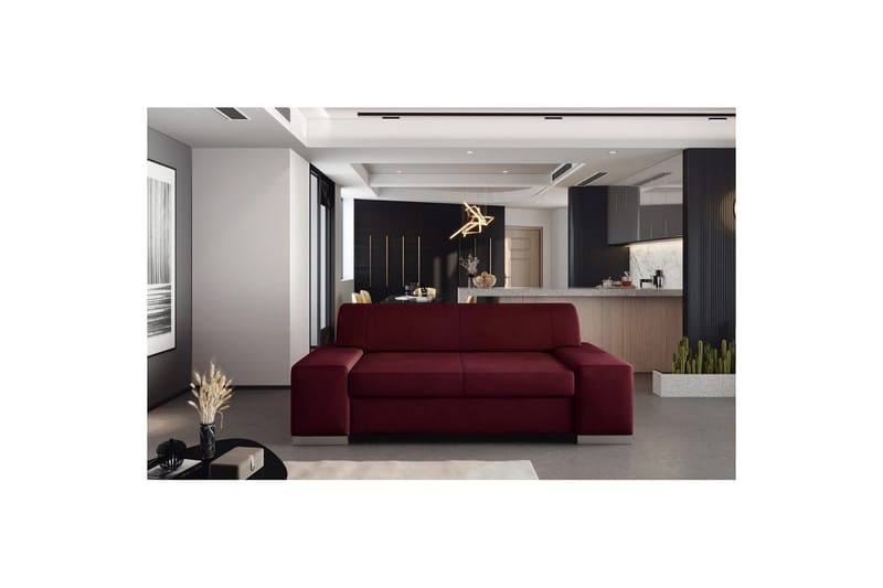 Soffa Eltap Porto - Mat Velvet 68, Röd, 2190x62x73 cm - Möbler - Soffa - Bäddsoffa - 2 sits bäddsoffa