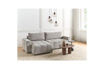 Soffa i höger hörn Högervänd Innvik - Grå, 213x156 cm - Möbler - Soffa - Bäddsoffa - Bäddsoffa längsbäddad