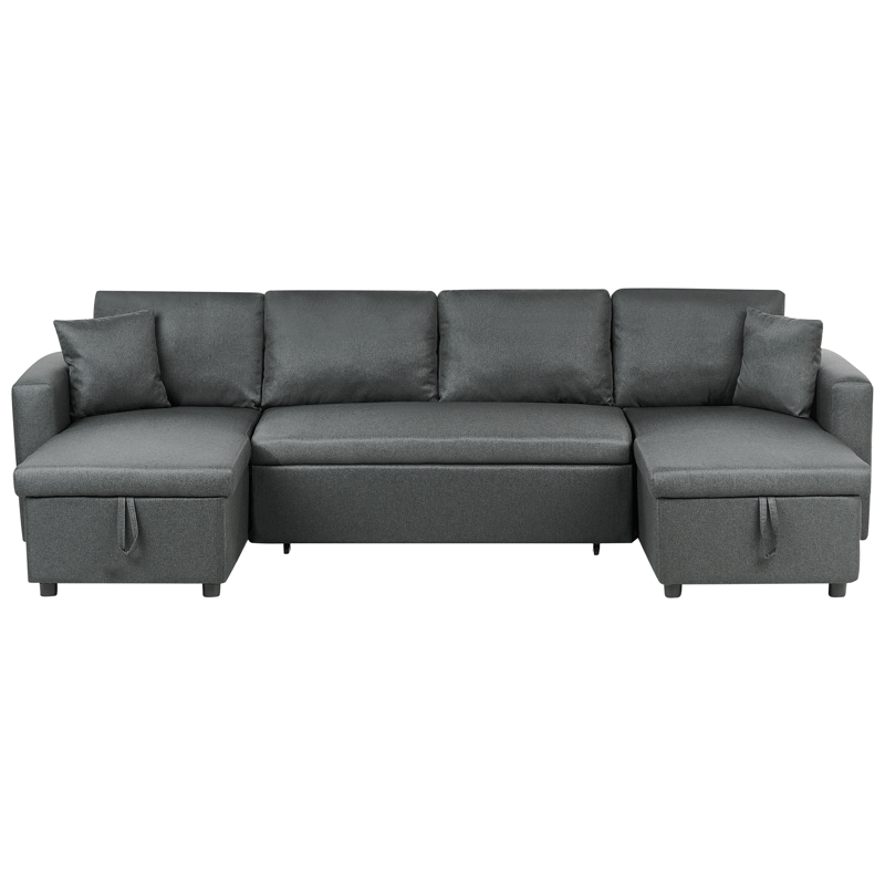 Sommen U-formad Längsbäddad Bäddsoffa 123x259 cm med Förvaring i Tyg, Grå