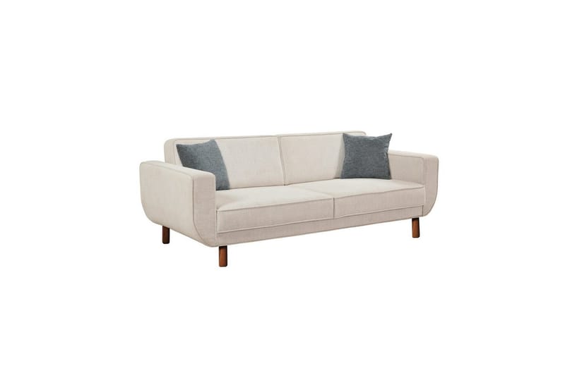 Sufian Bäddsoffa 3-sits - Mediumfärgat trä/Cremevit - Möbler - Soffa - Bäddsoffa - 3 sits bäddsoffa