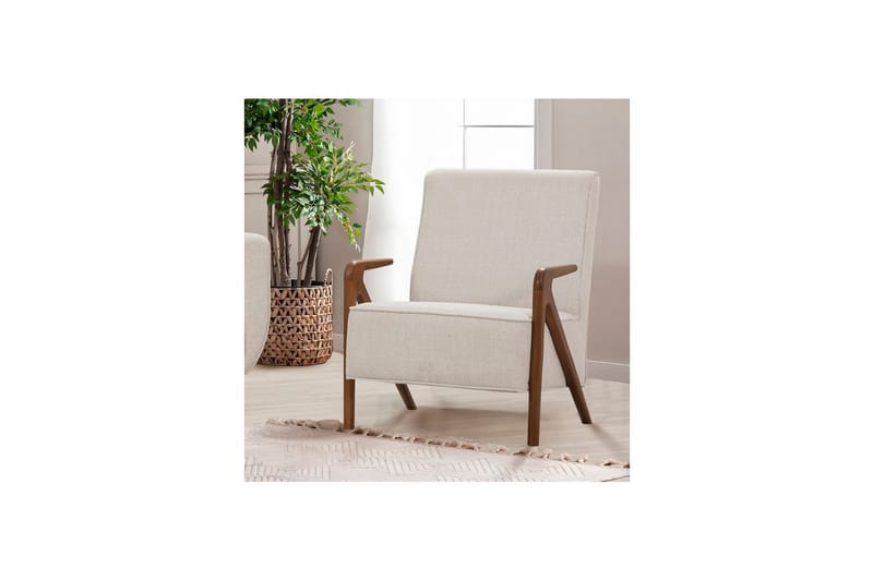 Sufian Bäddsoffa 3-sits - Mediumfärgat trä/Cremevit - Möbler - Soffa - Bäddsoffa - 3 sits bäddsoffa