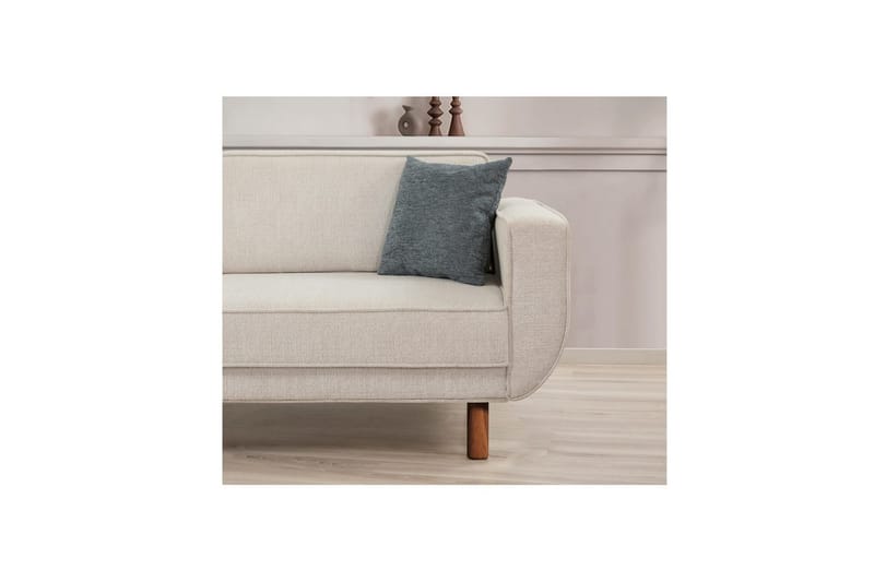 Sufian Bäddsoffa 3-sits - Mediumfärgat trä/Cremevit - Möbler - Soffa - Bäddsoffa - 3 sits bäddsoffa