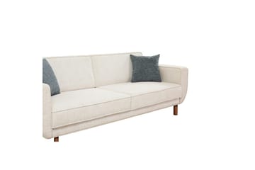 Sufian Bäddsoffa 3-sits - Mediumfärgat trä/Cremevit - Möbler - Soffa - Bäddsoffa - 3 sits bäddsoffa