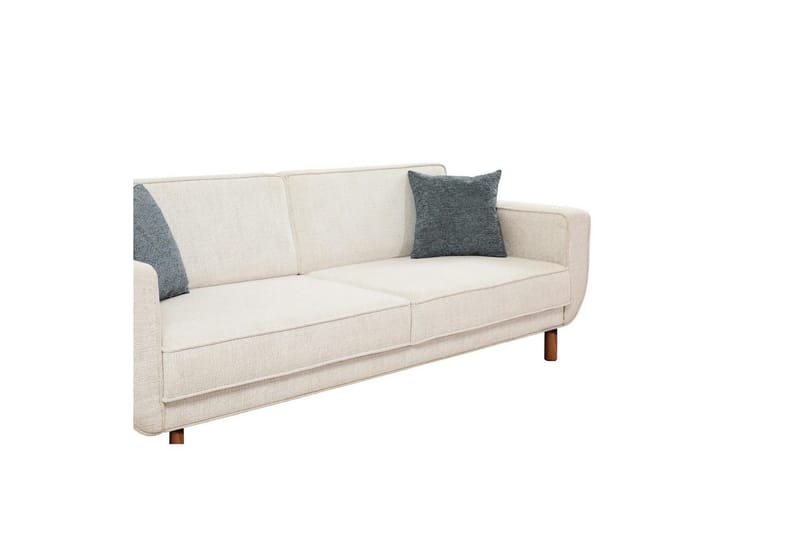 Sufian Bäddsoffa 3-sits - Mediumfärgat trä/Cremevit - Möbler - Soffa - Bäddsoffa - 3 sits bäddsoffa