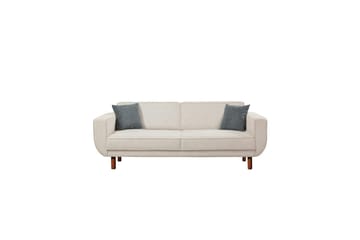 Sufian Bäddsoffa 3-sits - Mediumfärgat trä/Cremevit - Möbler - Soffa - Bäddsoffa - 3 sits bäddsoffa