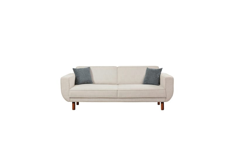 Sufian Bäddsoffa 3-sits - Mediumfärgat trä/Cremevit - Möbler - Soffa - Bäddsoffa - 3 sits bäddsoffa