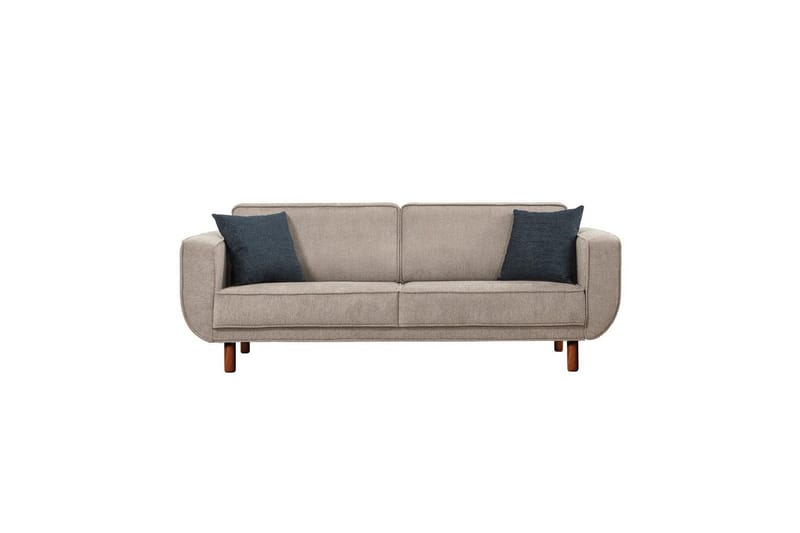 Sufian Bäddsoffa 3-sits - Mediumfärgat trä/Grå - Möbler - Soffa - Bäddsoffa - 3 sits bäddsoffa