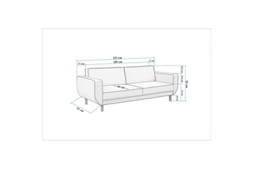 Sufian Bäddsoffa 3-sits - Mediumfärgat trä/Grå - Möbler - Soffa - Bäddsoffa - 3 sits bäddsoffa