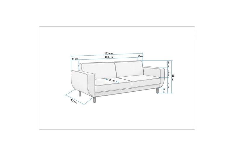 Sufian Bäddsoffa 3-sits - Mediumfärgat trä/Grå - Möbler - Soffa - Bäddsoffa - 3 sits bäddsoffa