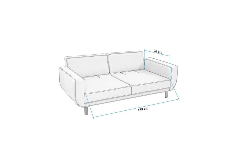 Sufian Bäddsoffa 3-sits - Mediumfärgat trä/Grå - Möbler - Soffa - Bäddsoffa - 3 sits bäddsoffa