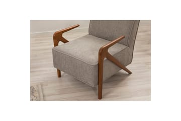 Sufian Bäddsoffa 3-sits - Mediumfärgat trä/Grå - Möbler - Soffa - Bäddsoffa - 3 sits bäddsoffa
