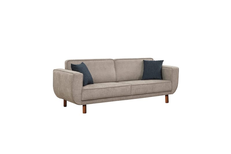 Sufian Bäddsoffa 3-sits - Mediumfärgat trä/Grå - Möbler - Soffa - Bäddsoffa - 3 sits bäddsoffa