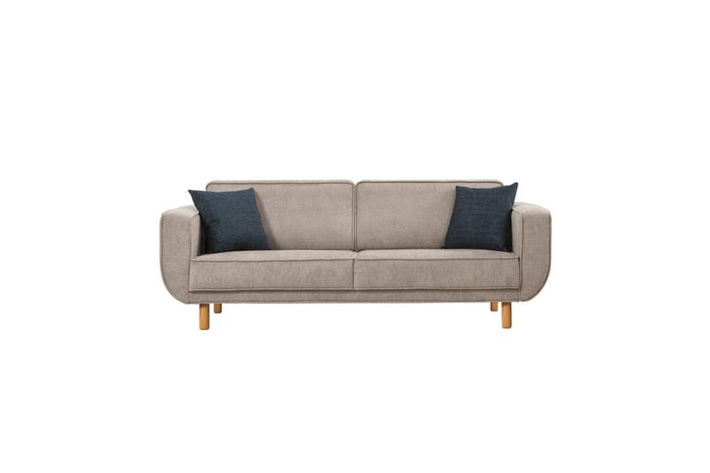 Sufian Bäddsoffa 3-sits - Mediumfärgat trä/Grå - Möbler - Soffa - Bäddsoffa - 3 sits bäddsoffa