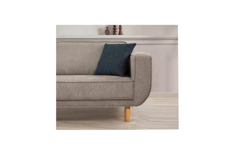 Sufian Bäddsoffa 3-sits - Mediumfärgat trä/Grå - Möbler - Soffa - Bäddsoffa - 3 sits bäddsoffa