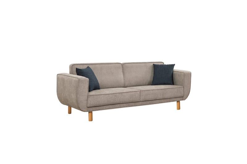 Sufian Bäddsoffa 3-sits - Mediumfärgat trä/Grå - Möbler - Soffa - Bäddsoffa - 3 sits bäddsoffa