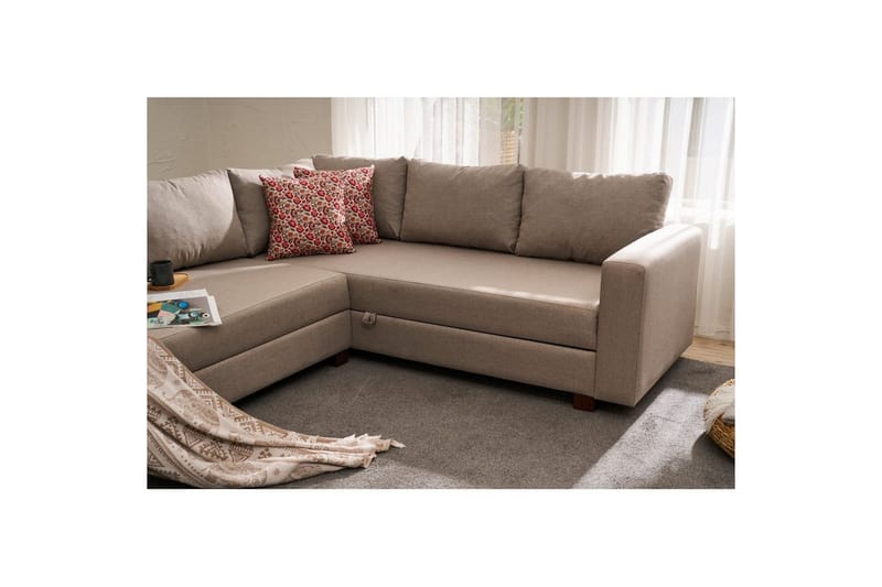 Sufian Hörnbäddsoffa 4-sits - Beige - Möbler - Soffa - Bäddsoffa - Hörnbäddsoffa